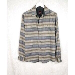 Swiss Tech Men’s Long Sleeve Brown/Tan Button Shirt Casual Size Small 34/36